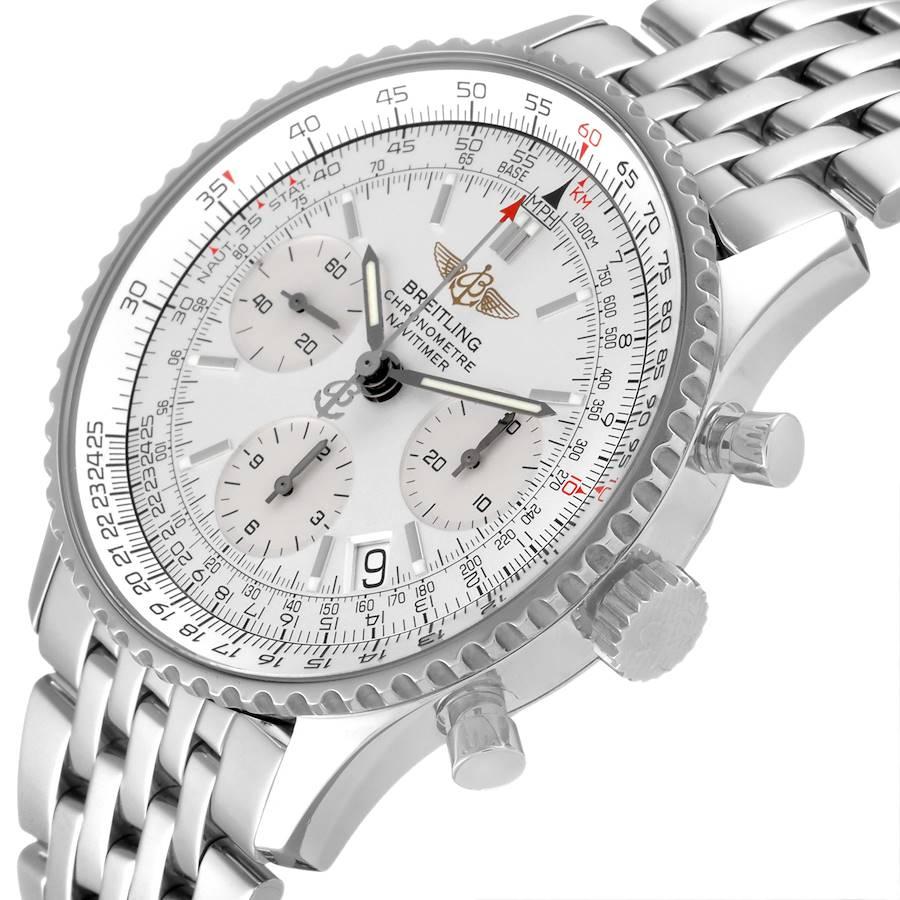 Breitling Navitimer Chronograph Silber Zifferblatt Stahl-Herrenuhr A23322c im Angebot 2