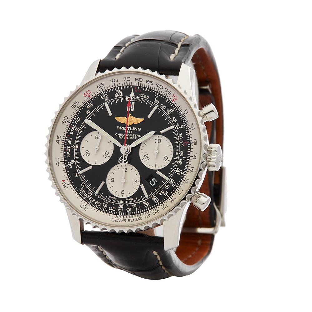 Reference: W5255
Manufacturer: Breitling
Model: Navitimer
Model Reference: AB0120
Age: 8th July 2014
Gender: Men's
Box and Papers: Box, Manuals and Guarantee
Dial: Black Baton
Glass: Sapphire Crystal
Movement: Automatic
Water Resistance: To