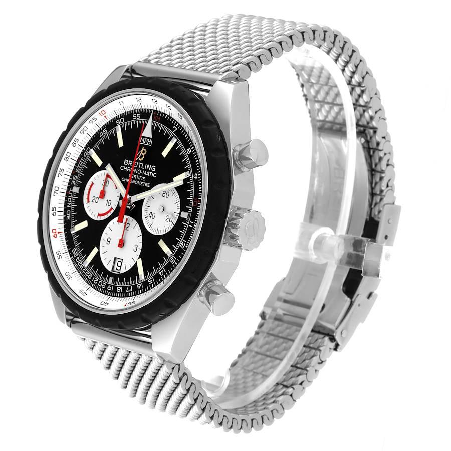 Breitling Navitimer Chronomatic Black Dial Black Stap Mens Watch A14360 In Excellent Condition For Sale In Atlanta, GA