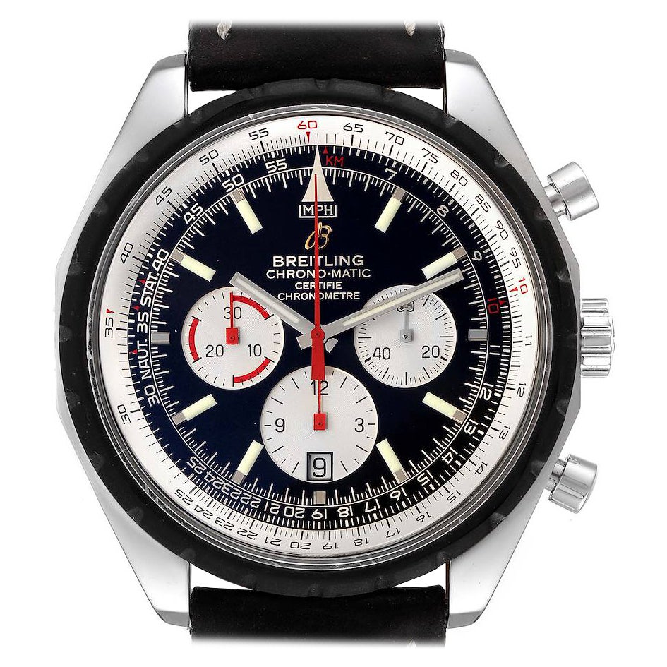Breitling Navitimer Chronomatic Black Dial Black Stap Mens Watch A14360