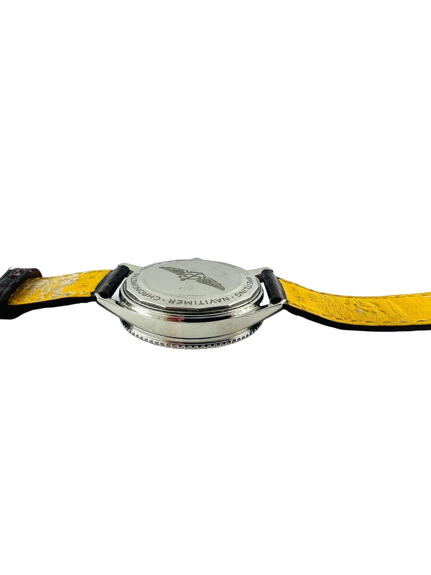 Breitling Navitimer Chronometer Automatik Herrenuhr

Modell: A17395
Seriennummer: 6456986

Diese Breilting Navitimer hat ein Edelstahlgehäuse mit einem Breitling burgunderroten Armband mit Faltschließe

Ca. 9 3/4