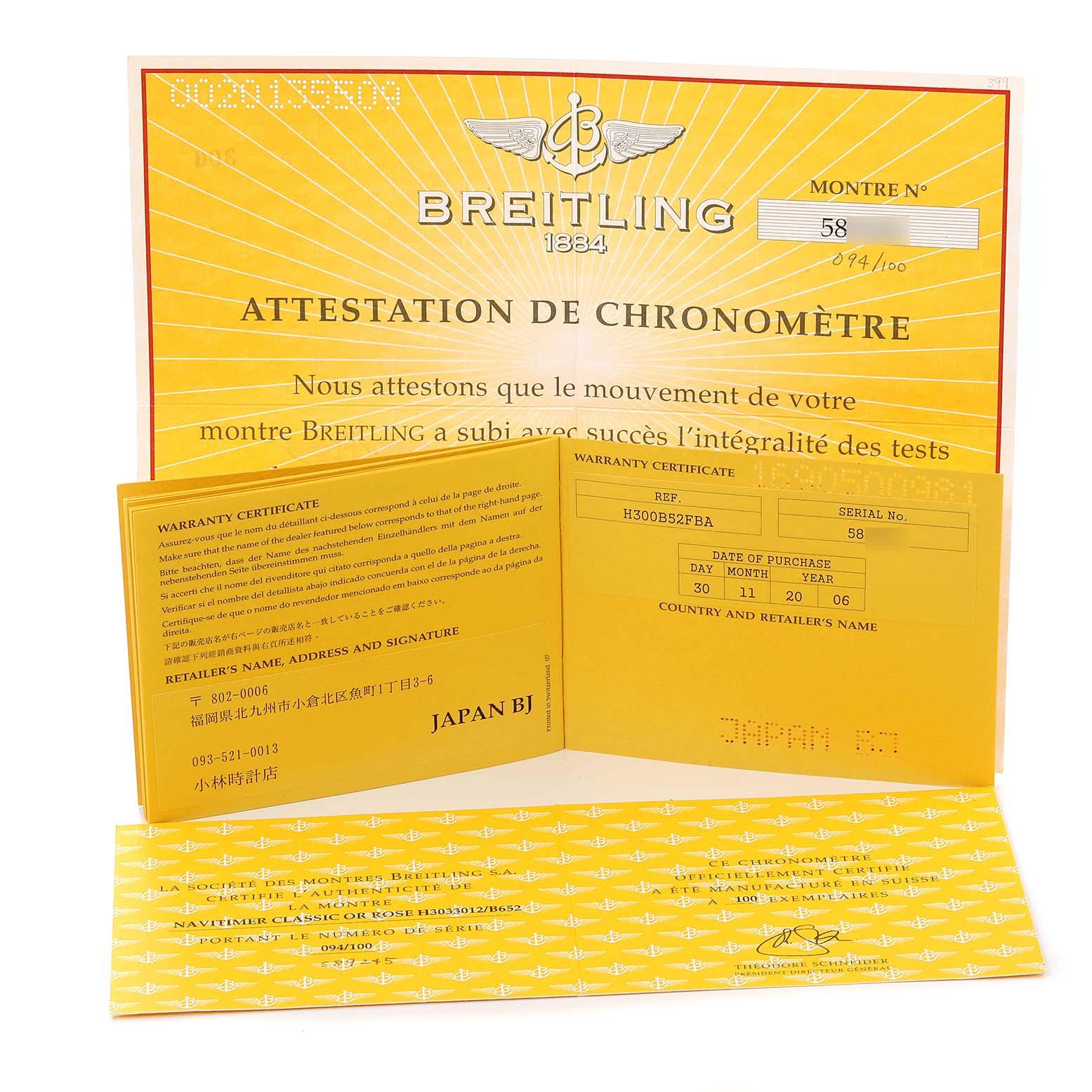 Breitling Navitimer Classic LE Rose Gold Herrenuhr H30330 Box Papiere im Angebot 8