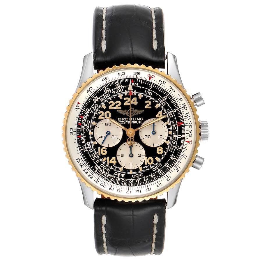 Breitling Navitimer Cosmonaute Lemania Stahl Gelbgold Uhr D12022 Box Papiere. Uhrwerk mit Handaufzug. Chronographen-Funktion. Gehäuse aus Edelstahl mit einem Durchmesser von 41,5 mm. Verschraubte Krone und Drücker aus Edelstahl. Der Gehäuseboden ist