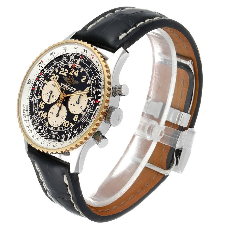 Navitimer Cosmonaute Lemania: Gelbgolduhr D12022 mit Schachtel und Papieren Herren im Angebot