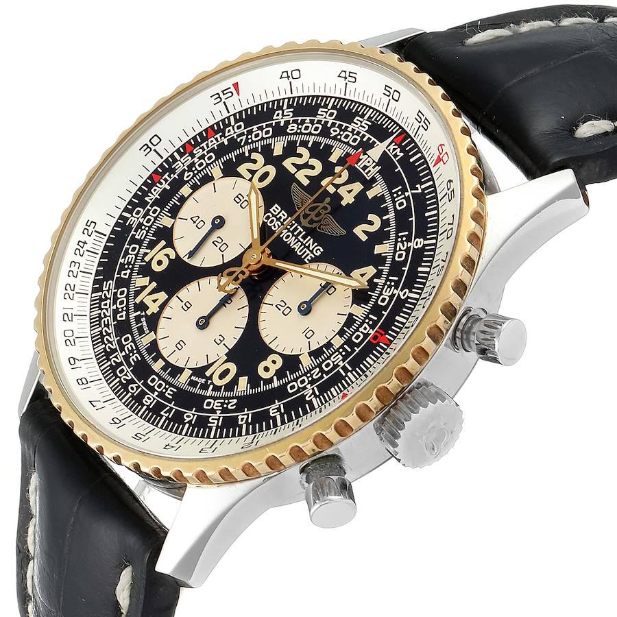 Navitimer Cosmonaute Lemania: Gelbgolduhr D12022 mit Schachtel und Papieren im Angebot 1