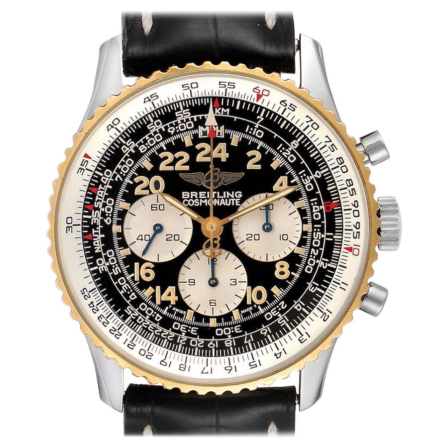 Navitimer Cosmonaute Lemania: Gelbgolduhr D12022 mit Schachtel und Papieren im Angebot