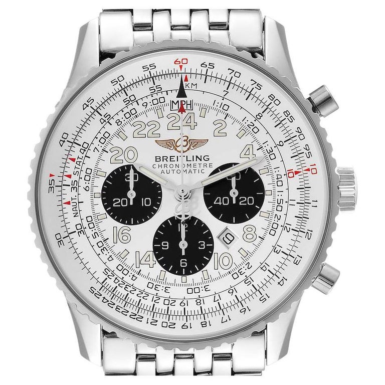 Breitling Navitimer Cosmonaute Steel Panda Dial Mens Watch A22322 For Sale  at 1stDibs