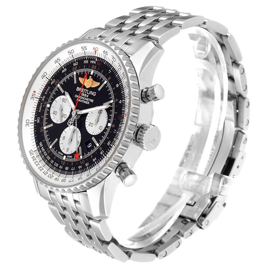 Breitling Navitimer GMT 48 Black Dial Steel Mens Watch AB0441 Box Papers 1