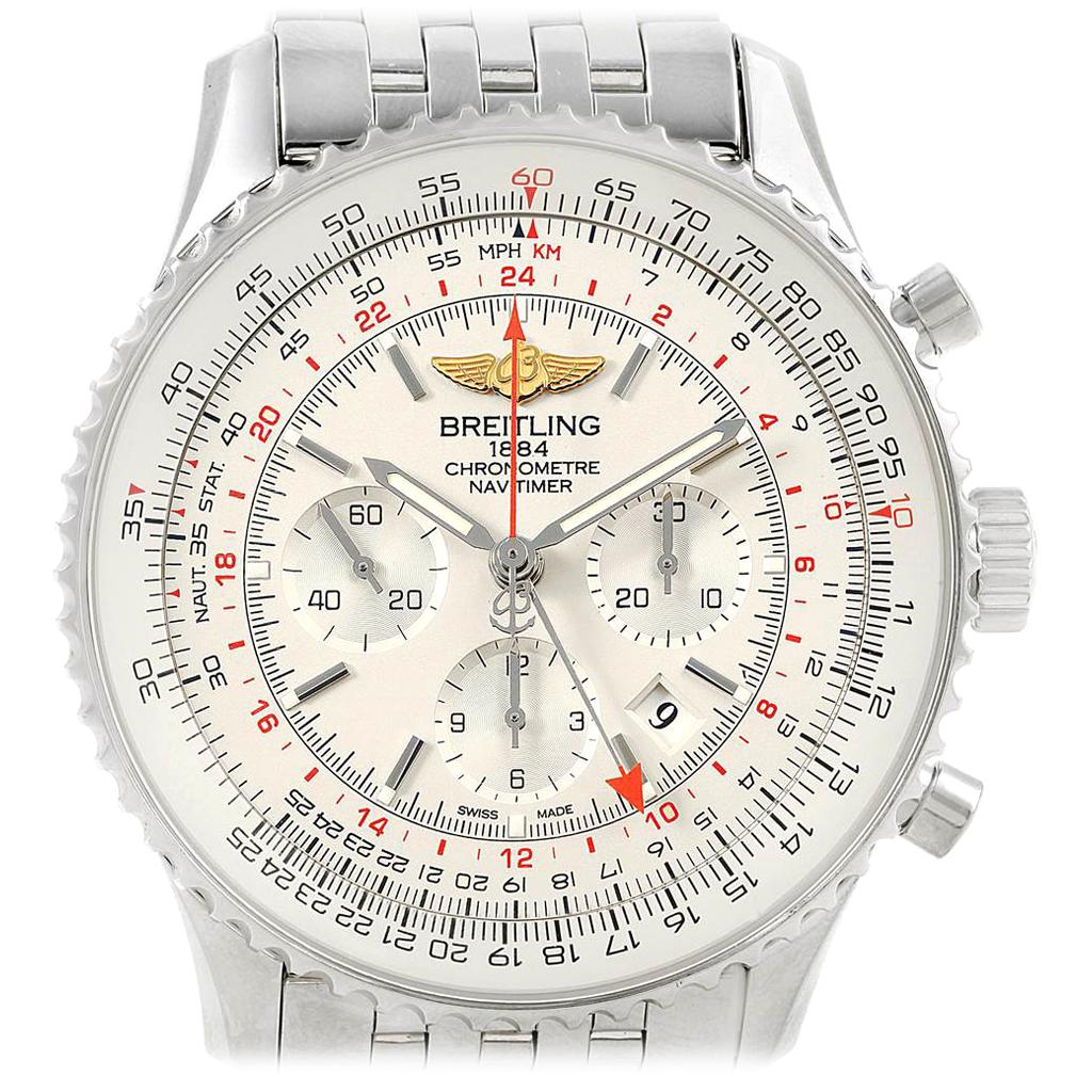 Breitling Navitimer GMT 48 Silver Dial Steel Men’s Watch AB0441 For ...