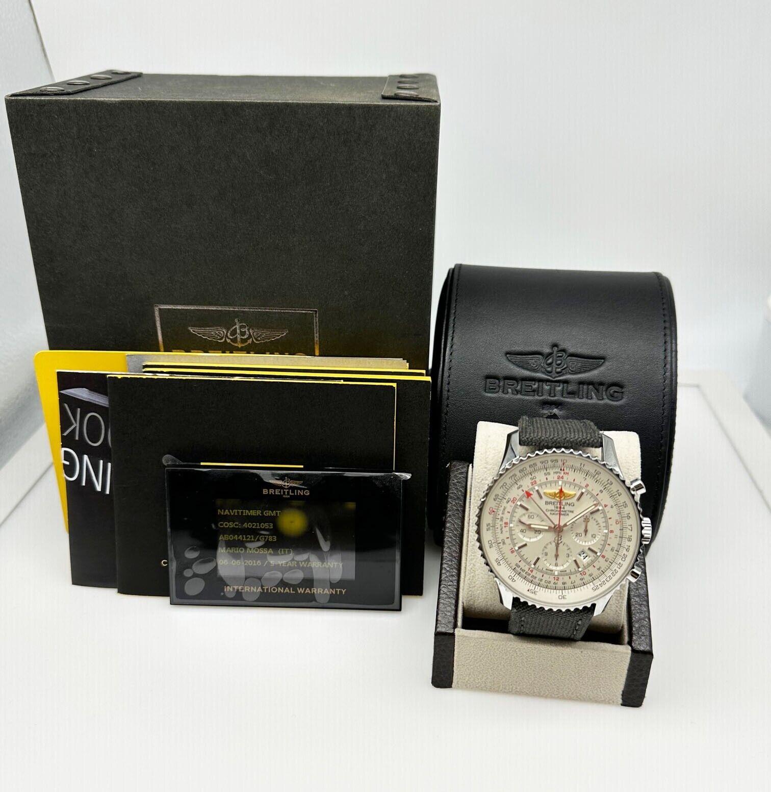 Edelstahl-Kastenpapier von Navitimer GMT AB0441 mit silbernem Zifferblatt 2