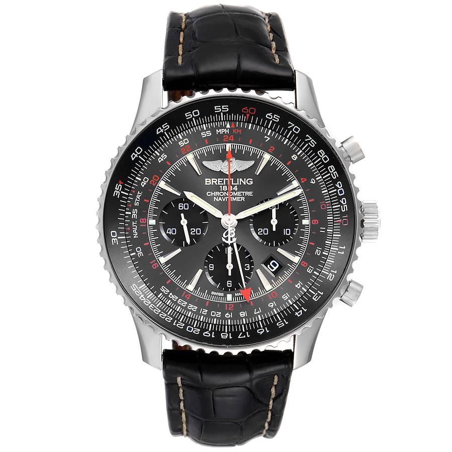 Breitling Navitimer GMT Stratos Grey Limited Edition Watch AB0441 Box Papiere. Automatisches, offiziell zertifiziertes Chronometerwerk mit Selbstaufzug. Chronographen-Funktion. Gehäuse aus Edelstahl mit einem Durchmesser von 48,0 mm. Gehäusedicke