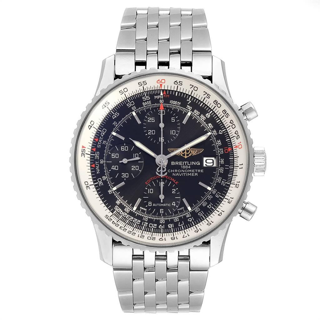 Breitling Navitimer Heritage Black Dial Mens Watch A13324 Box Papers. Automatic self-winding officially certified chronometer movement. Chronograph function. Stainless steel case 42.0 mm in diameter. Stainless steel screwed-down crown and pushers.