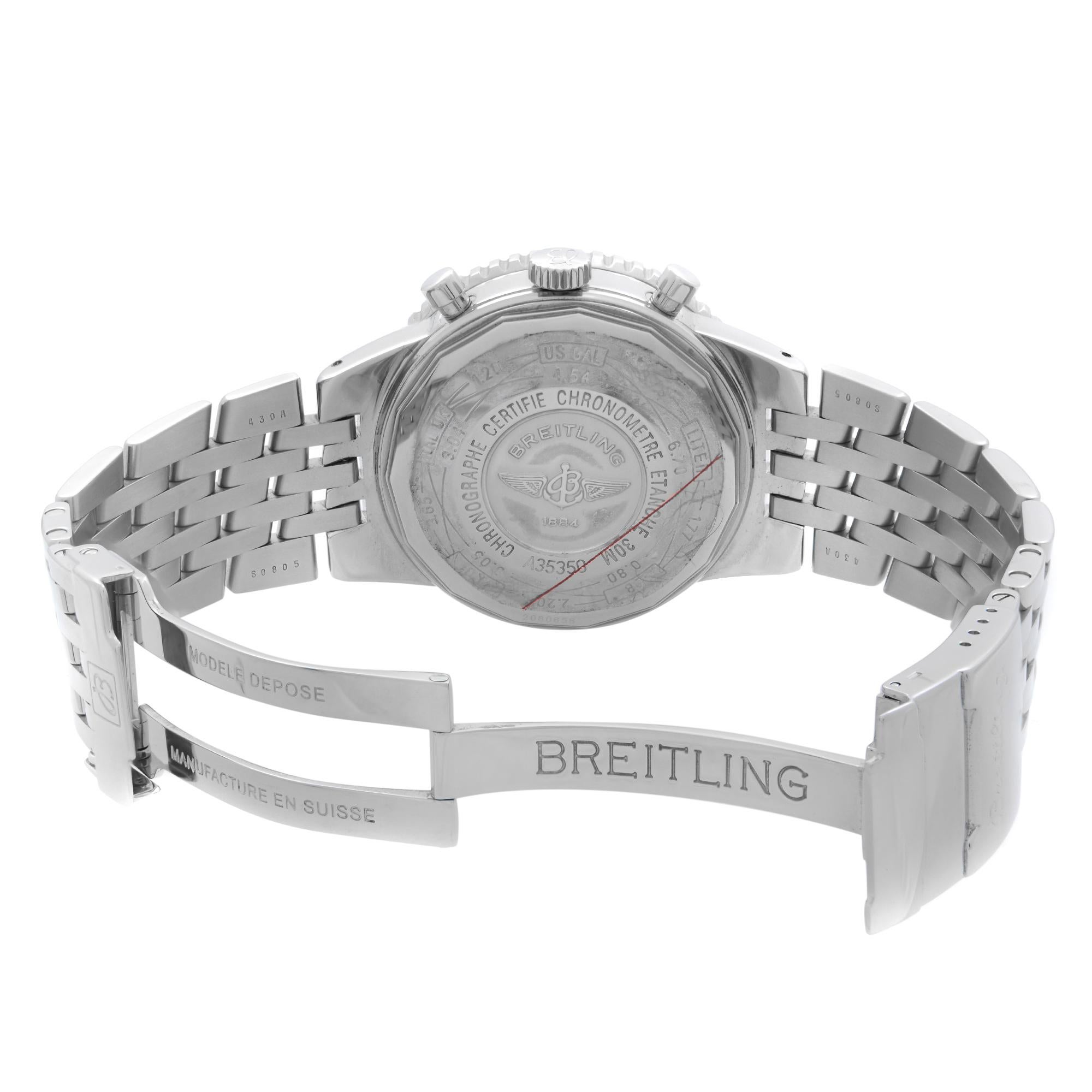 Breitling Navitimer Heritage Stainless Steel White Panda Dial Mens Watch A35350 In Excellent Condition In New York, NY