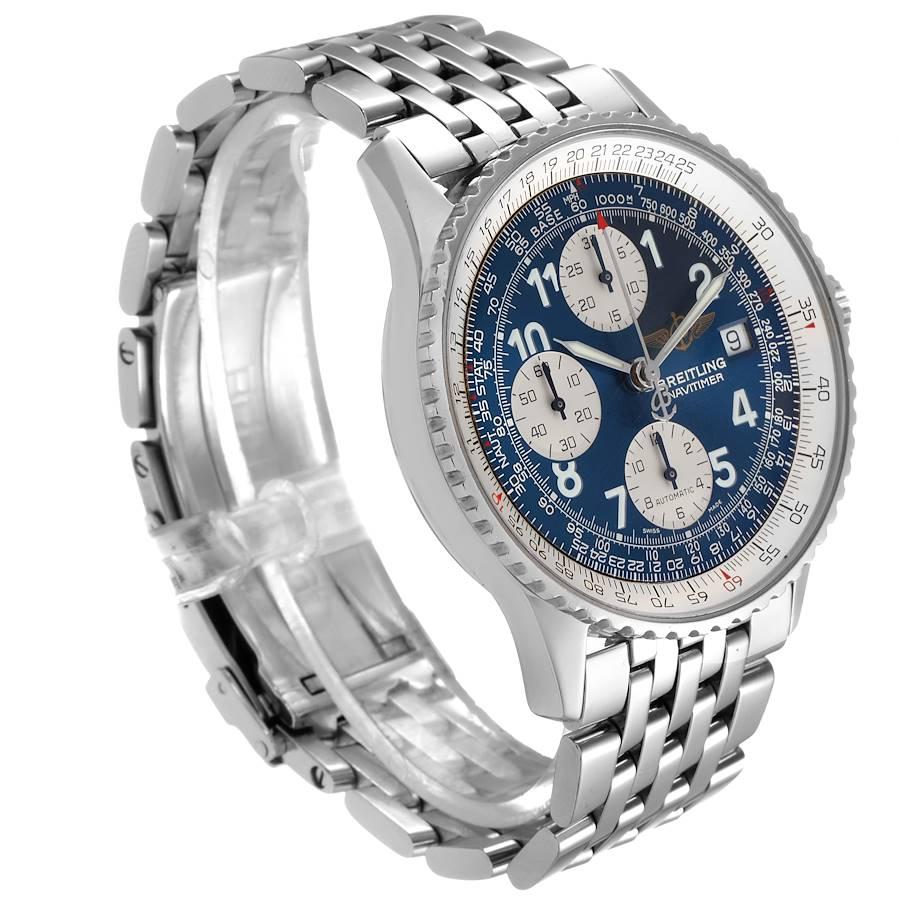 Stahl-Herrenuhr A13022 von Breitling Navitimer II mit blauem arabischem Zifferblatt im Zustand „Hervorragend“ im Angebot in Atlanta, GA