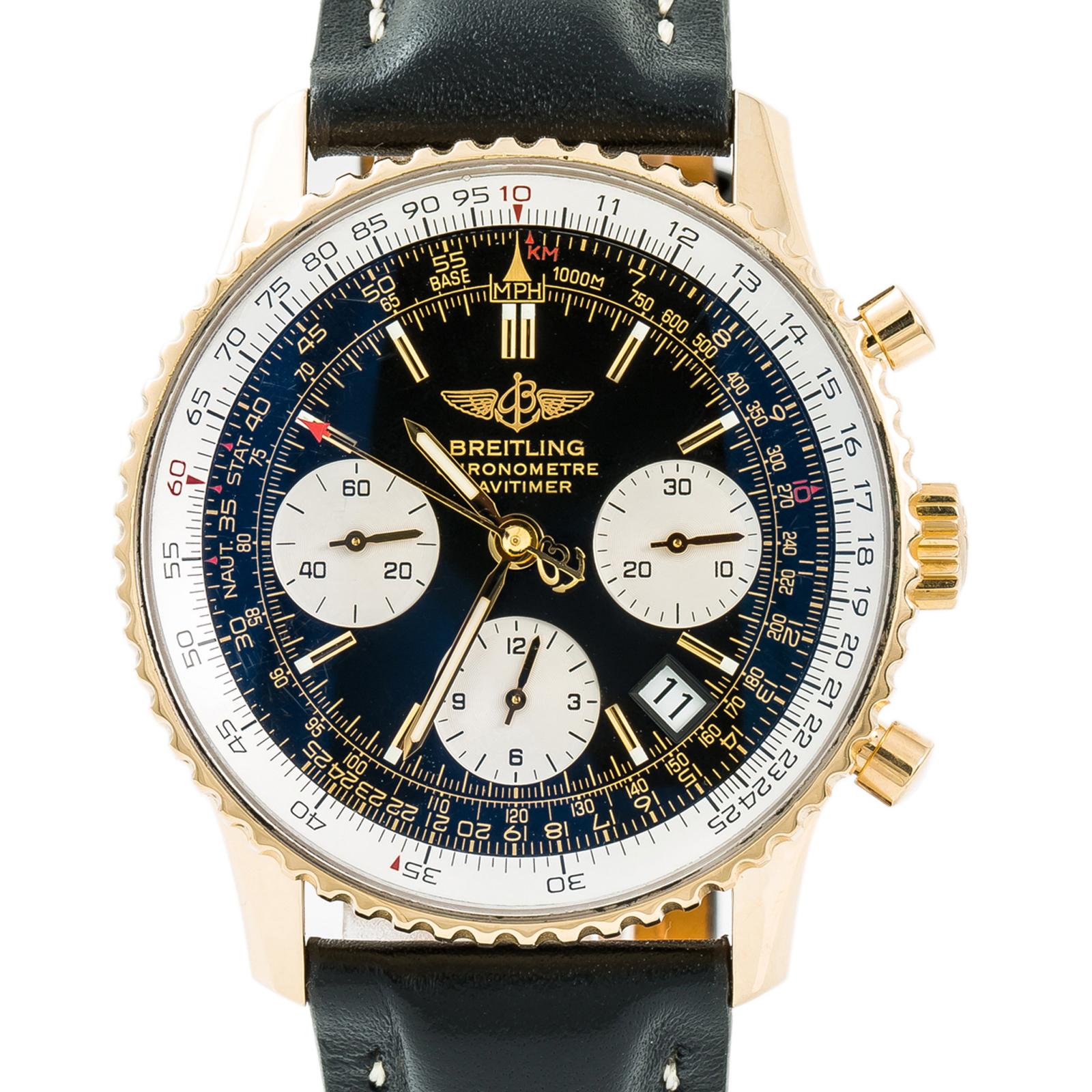 Breitling Navitimer K23322 Mens Automatic Watch Chronograph 18K YG 42mm