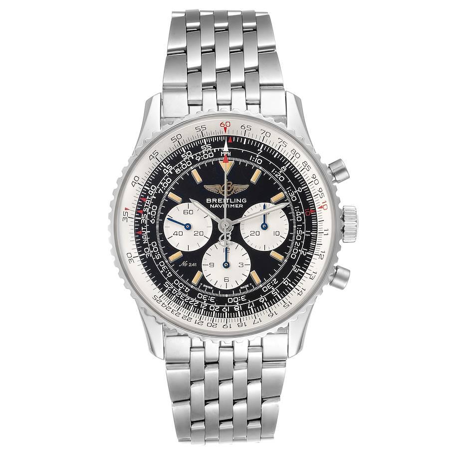 Breitling Navitimer Limited Edition 250 Steel Mens Watch A11022. Manual-winding movement. Stainless steel case 41.5 mm in diameter. Stainless steel screwed-down crown and pushers. Lapidated lugs. Exhibition case back. Stainless steel bidirectional