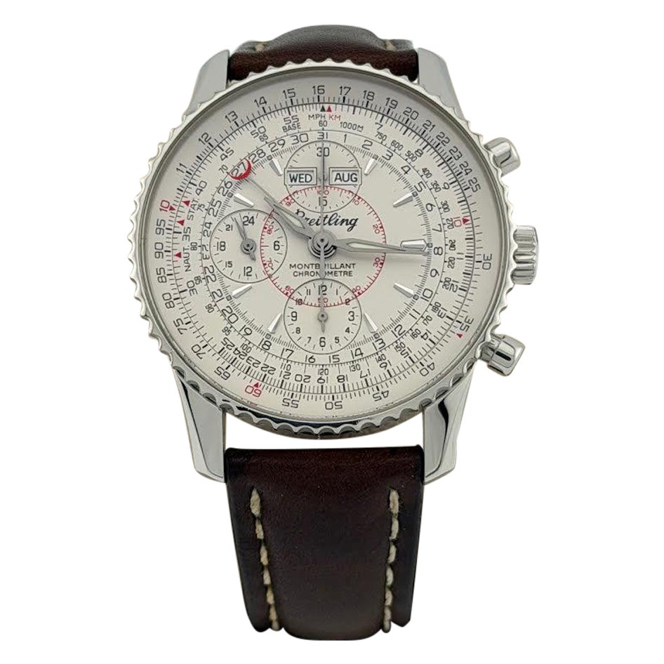 Breitling Navitimer Montbrillant Datora A21330 43mm White Dial Stainless Steel im Angebot