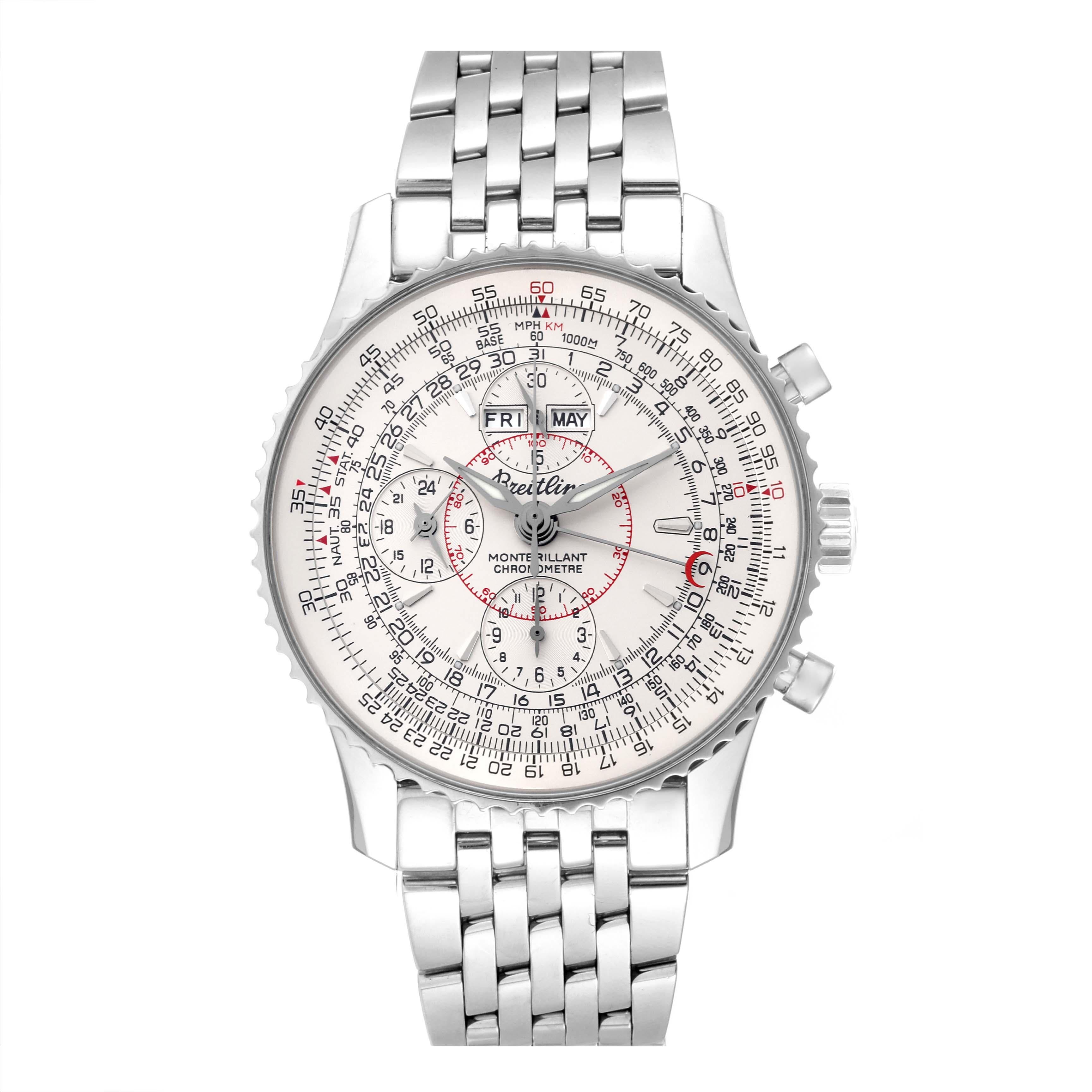 Men's Breitling Navitimer Montbrillant Datora Steel Mens Watch A21330 Box Papers