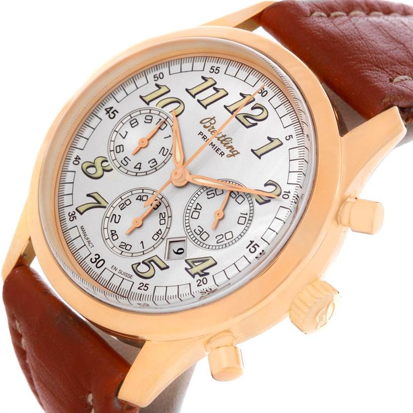 Men's Breitling Navitimer Premier 18 Karat Rose Gold Watch H42035 For Sale