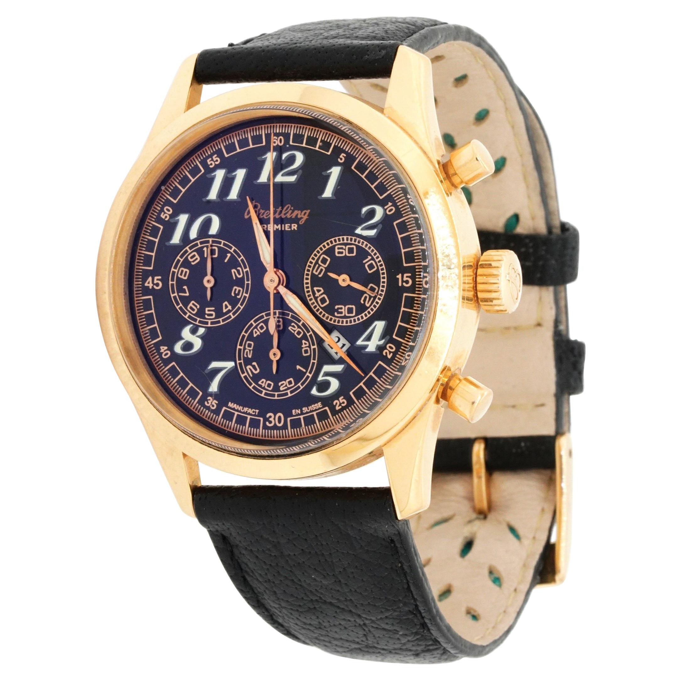 Breitling Navitimer Premier 18K Rose Gold Watch H42035 For Sale