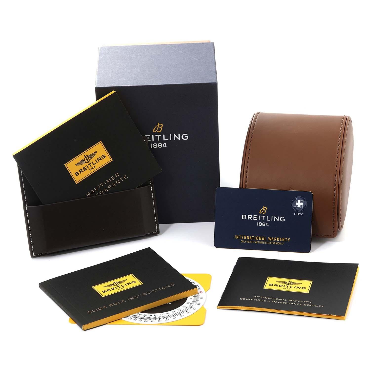 Breitling Navitimer Rattrapante Chronographe en acier pour hommes AB0310 Boîte Card Excellent état - En vente à Atlanta, GA