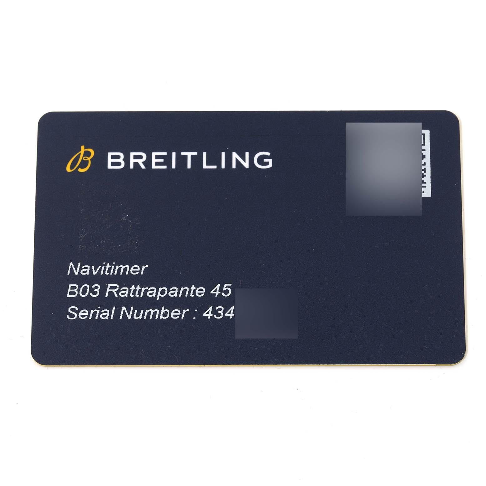 Breitling Navitimer Rattrapante Chronographe en acier pour hommes AB0310 Boîte Card Pour hommes en vente