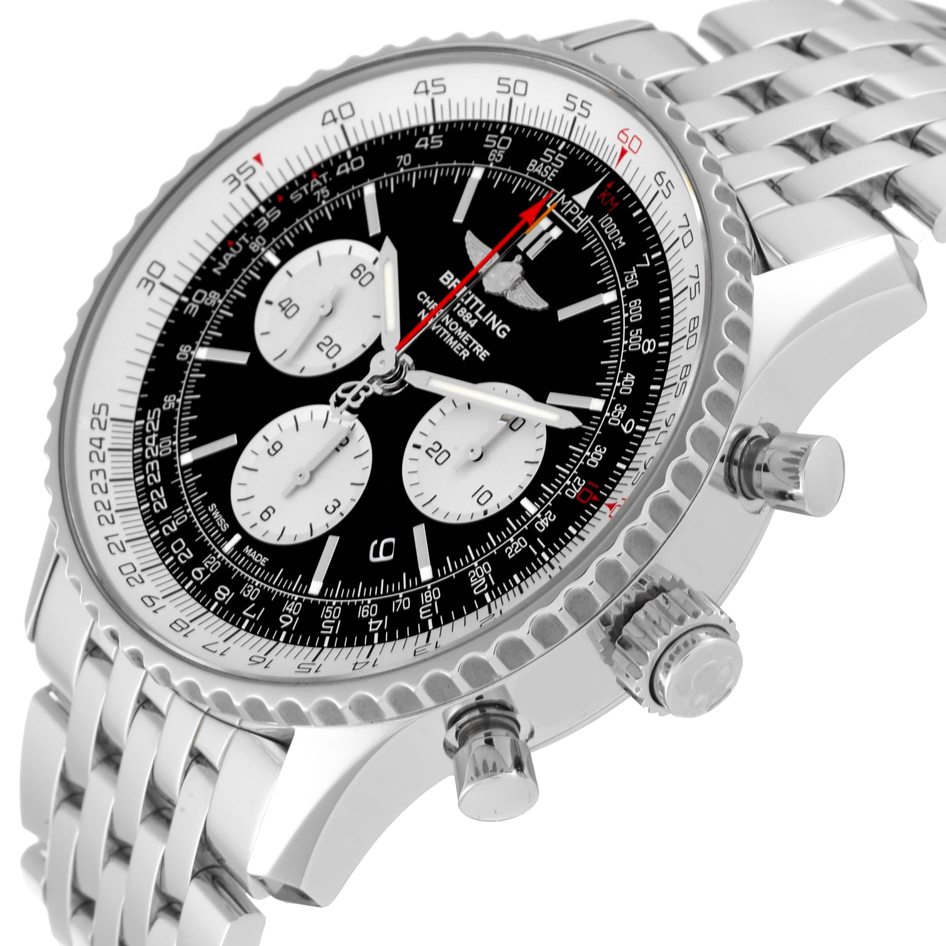 Breitling Navitimer Rattrapante Chronograph Steel Mens Watch AB0310 Box Card For Sale 3