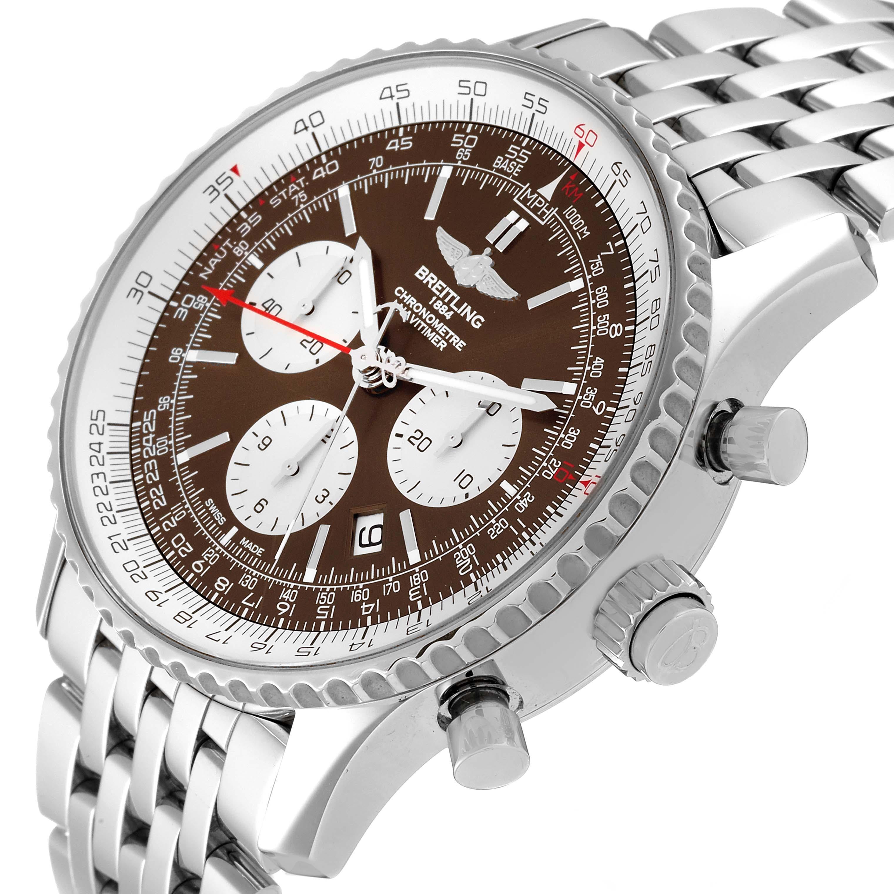 Men's Breitling Navitimer Rattrapante Chronograph Steel Mens Watch AB0310 For Sale