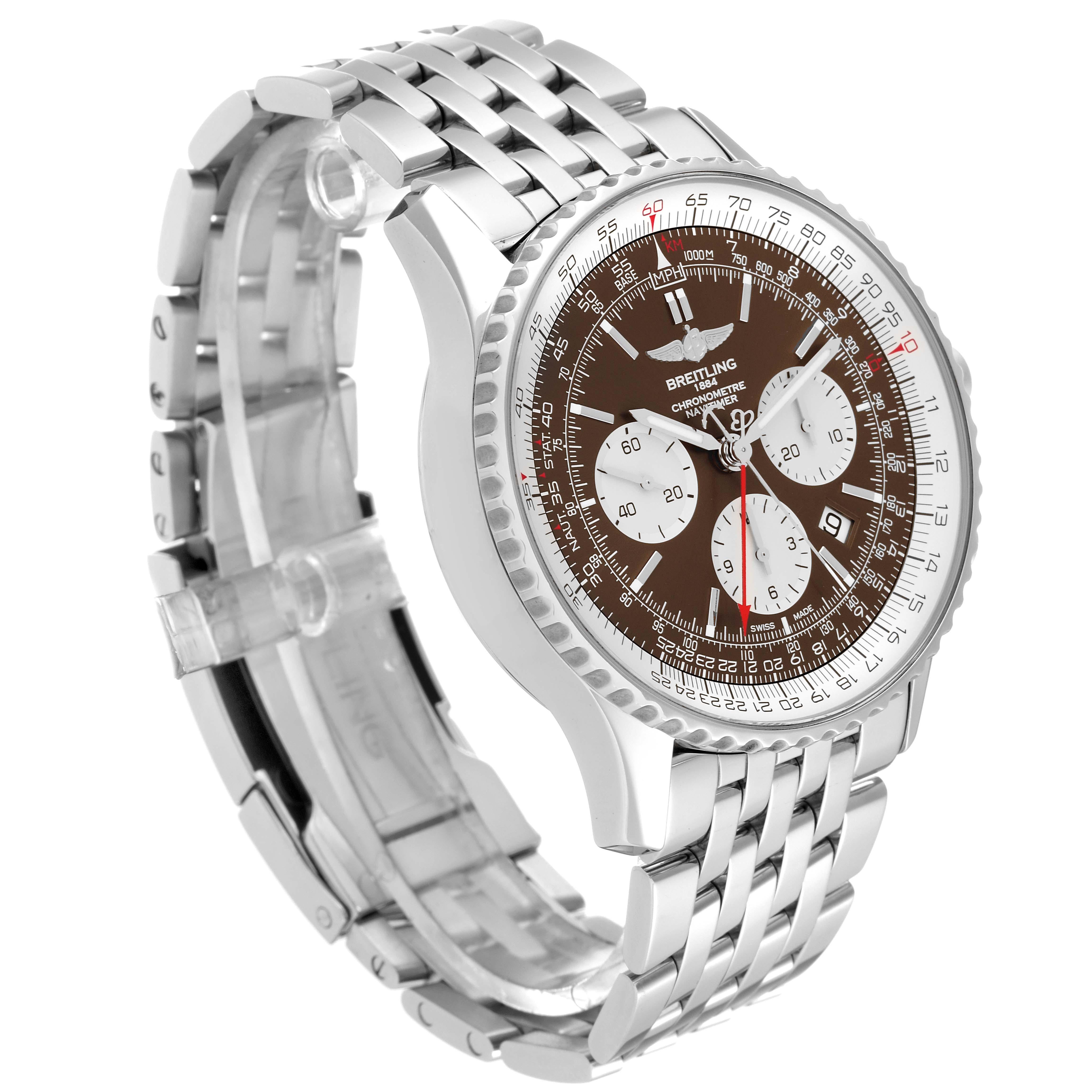Breitling Navitimer Rattrapante Chronograph Steel Mens Watch AB0310 For Sale 2