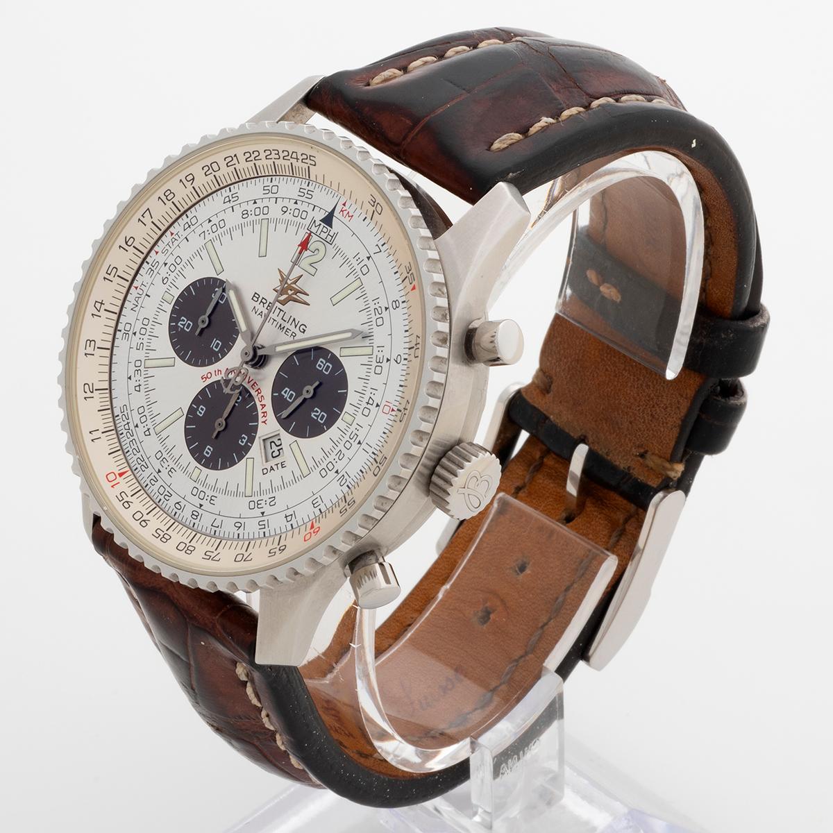 Breitling Navitimer ref A41322, Special Edition Silver 41.5mm Zifferblatt, Box, 2002. im Zustand „Gut“ im Angebot in Canterbury, England