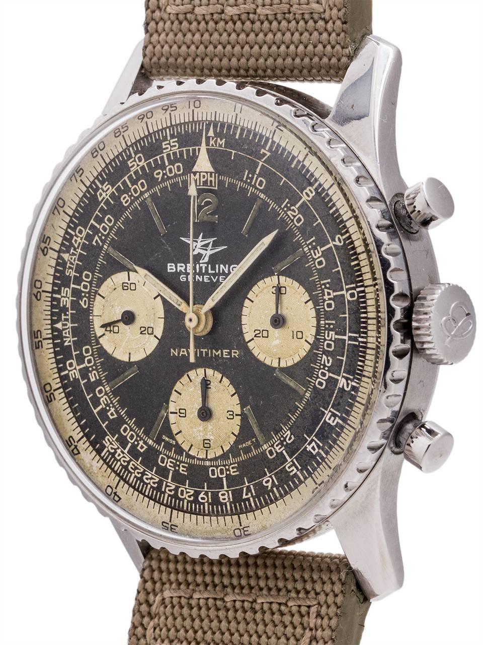 Breitling Stainless Steel Navitimer Twin Jets Manual Wind Wristwatch Ref 806 In Excellent Condition In West Hollywood, CA