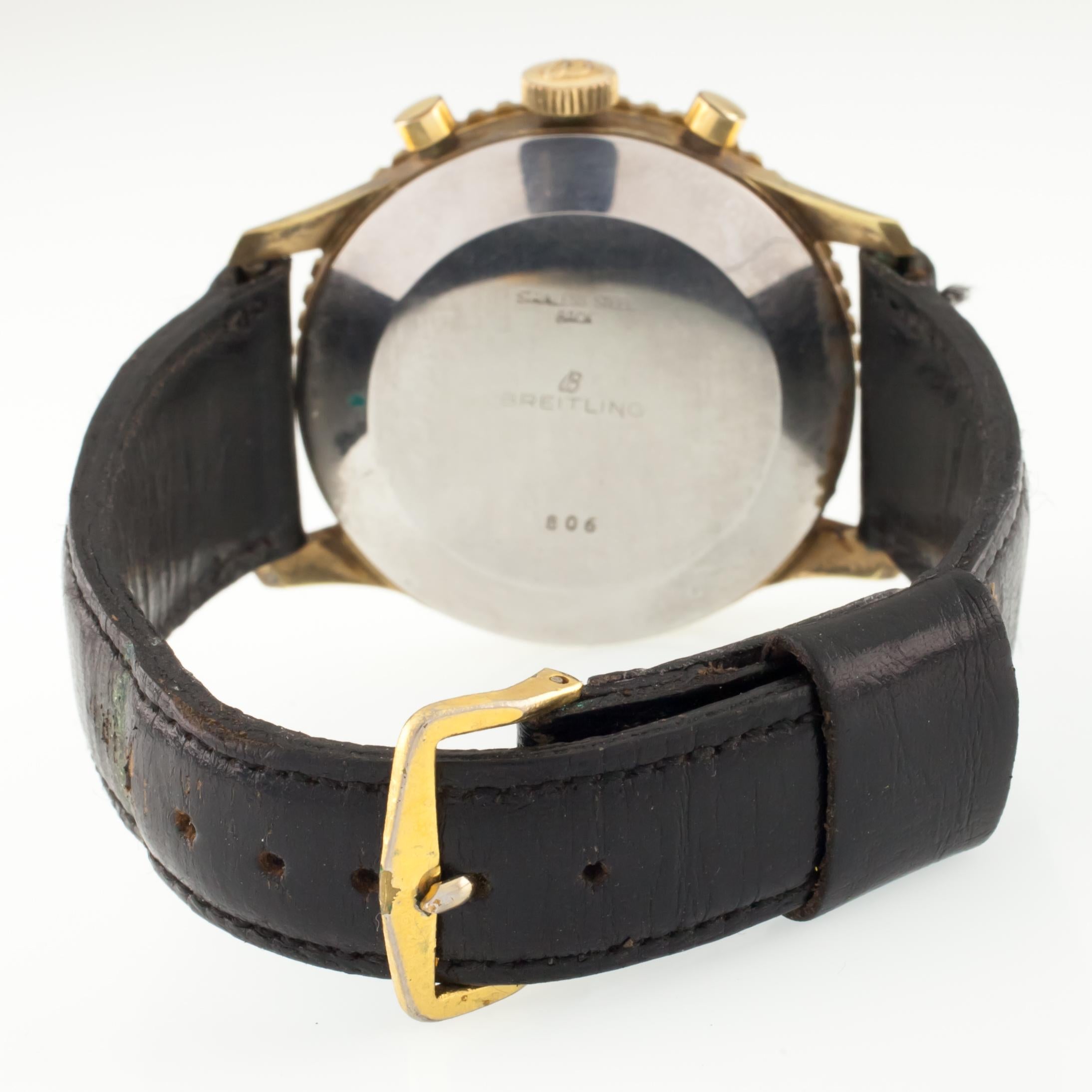 Vergoldete Navitimer-Chronographuhr 806 von Breitling mit Box und Papieren, vergoldet im Angebot 2