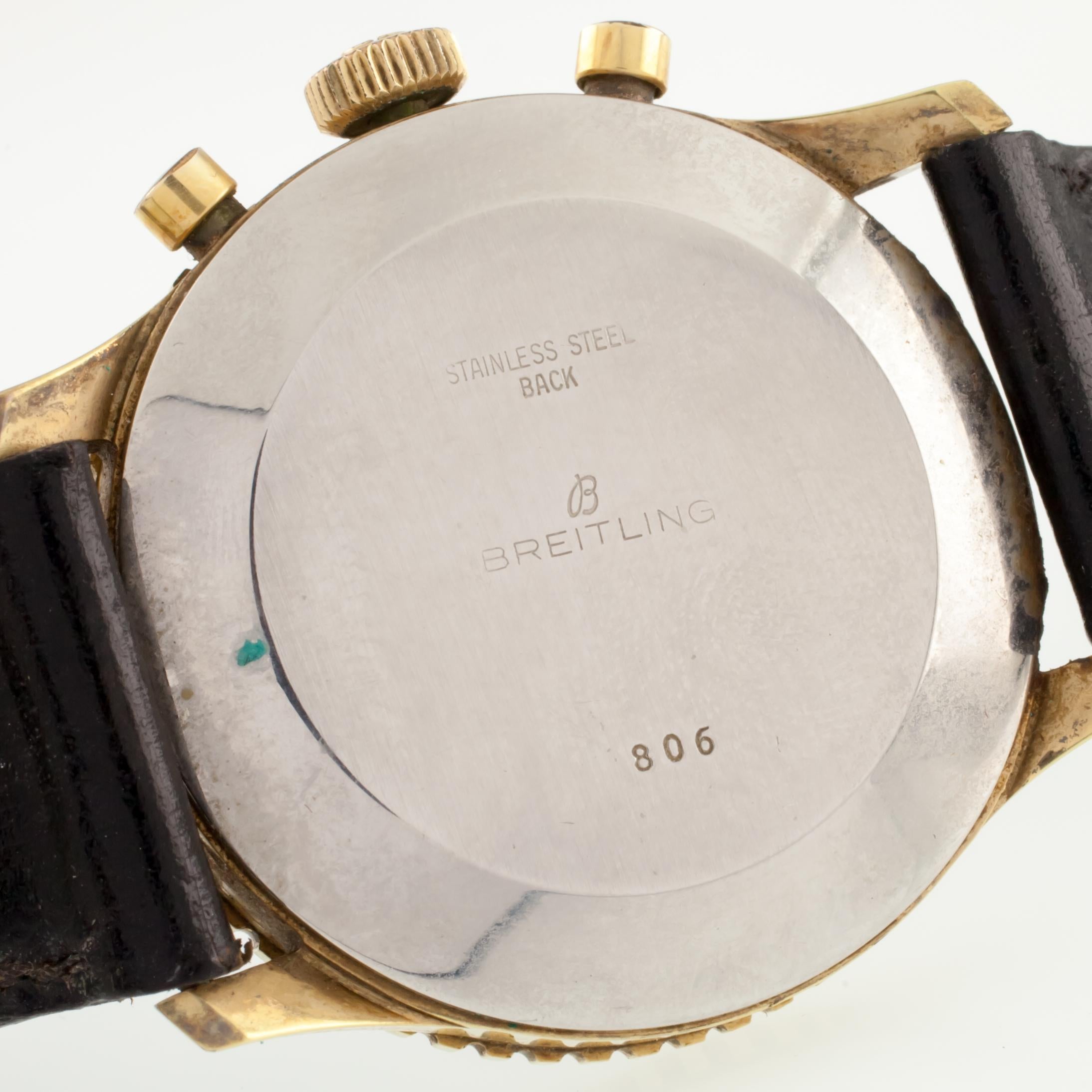 Vergoldete Navitimer-Chronographuhr 806 von Breitling mit Box und Papieren, vergoldet im Angebot 3