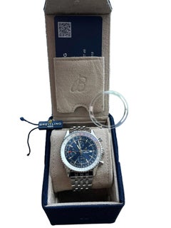 Breitling Navitimer World 46mm Chronograph Blaues Zifferblatt Stahlband Herrenuhr A24322