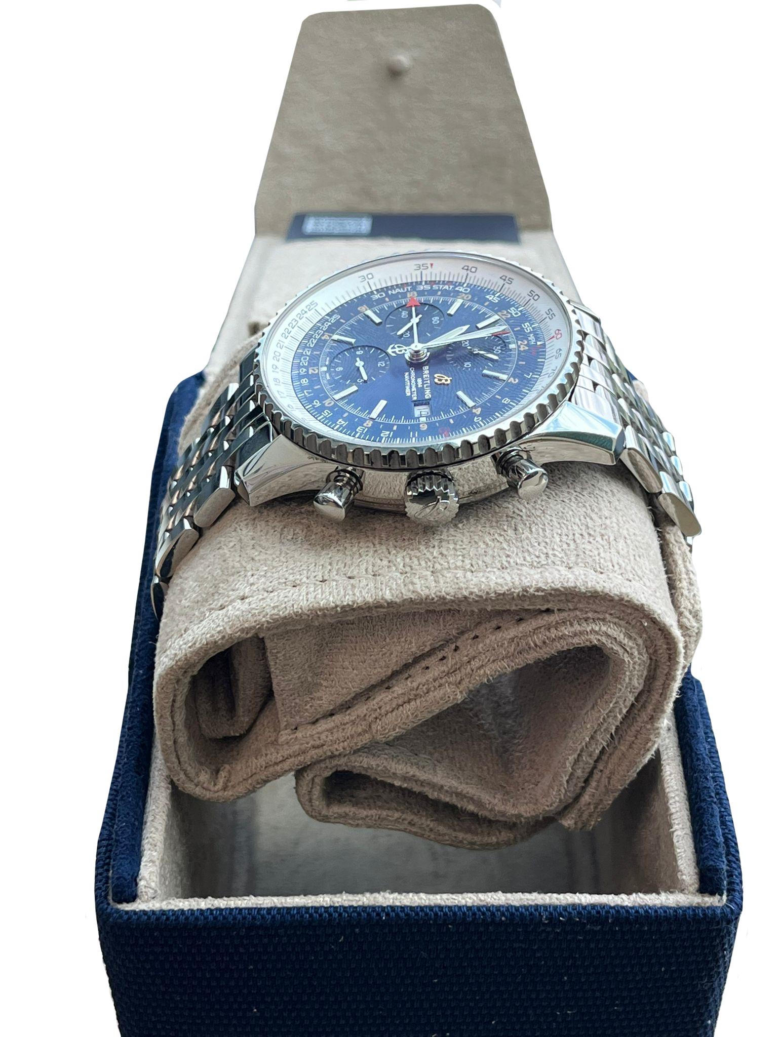 Breitling Navitimer World 46mm Chronograph Blue Dial Steel Band Men Watch A24322 For Sale 3