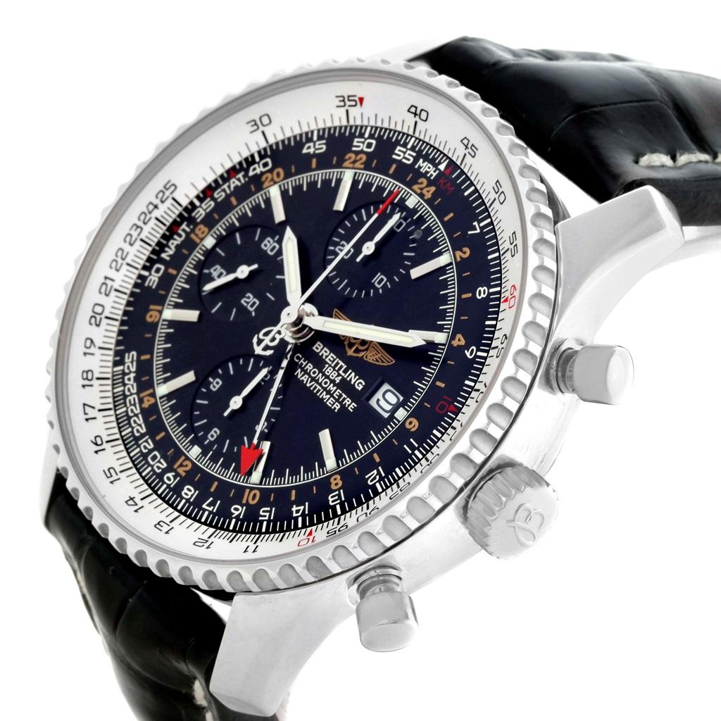 Breitling Navitimer World Black Dial Steel Automatic Men's Watch A24322 For Sale 7