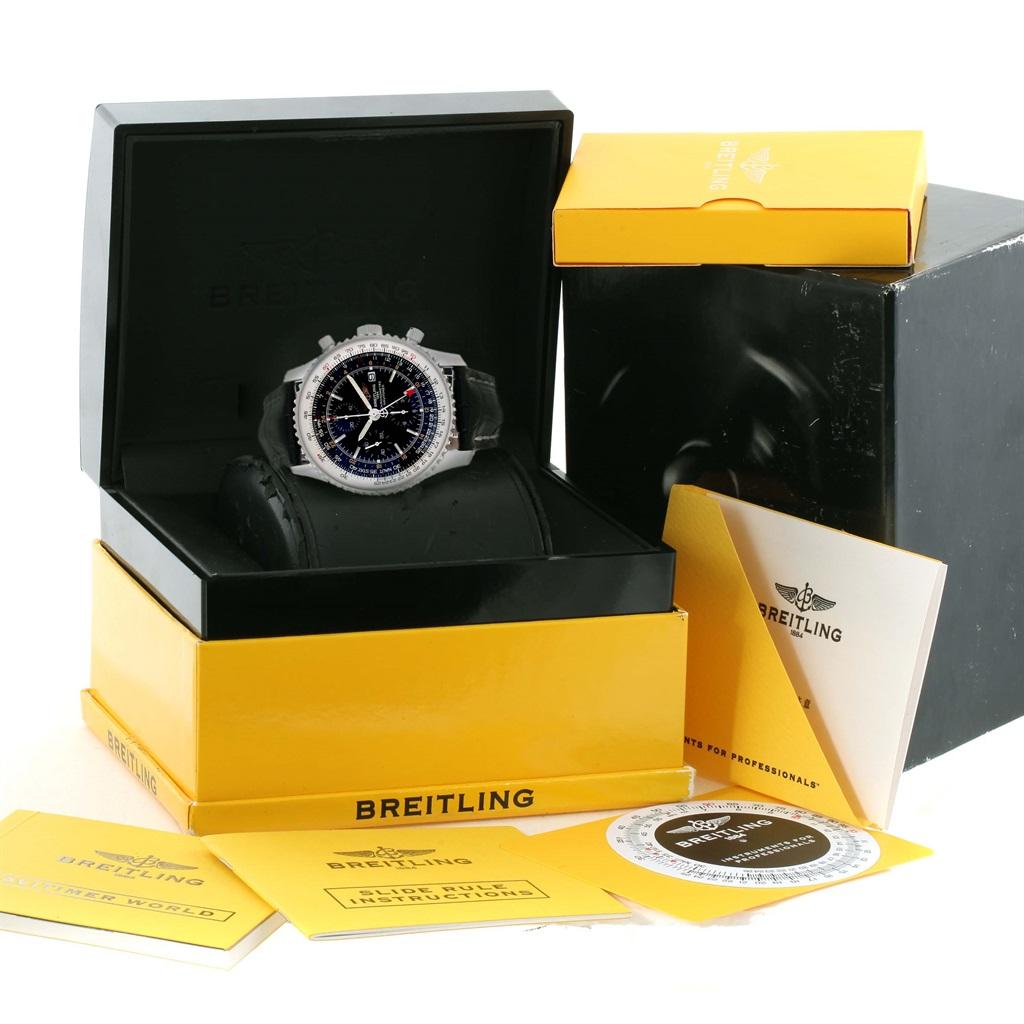 Breitling Navitimer World Black Dial Steel Automatic Men's Watch A24322 For Sale 8