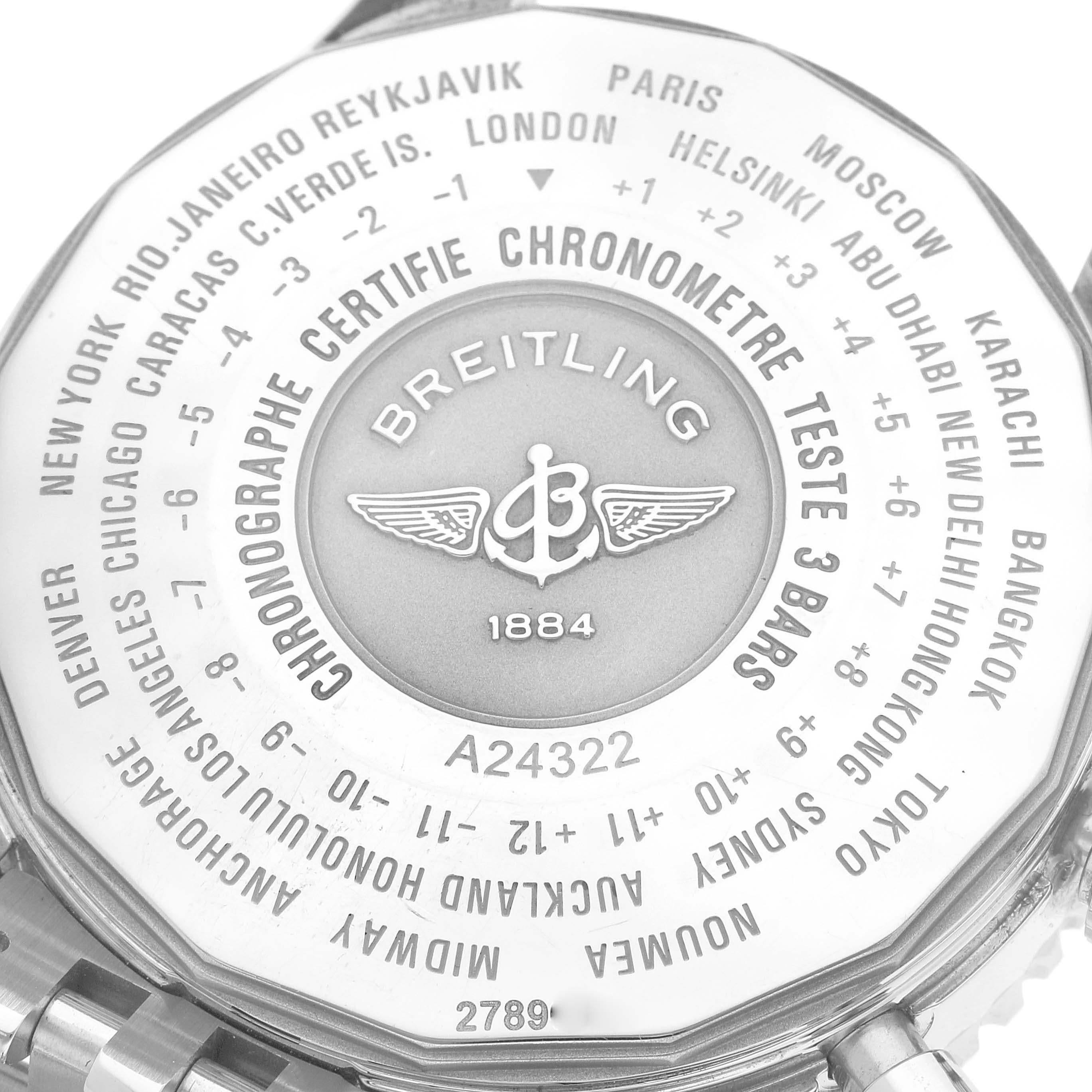 Men's Breitling Navitimer World Black Dial Steel Mens Watch A24322 Box Card For Sale
