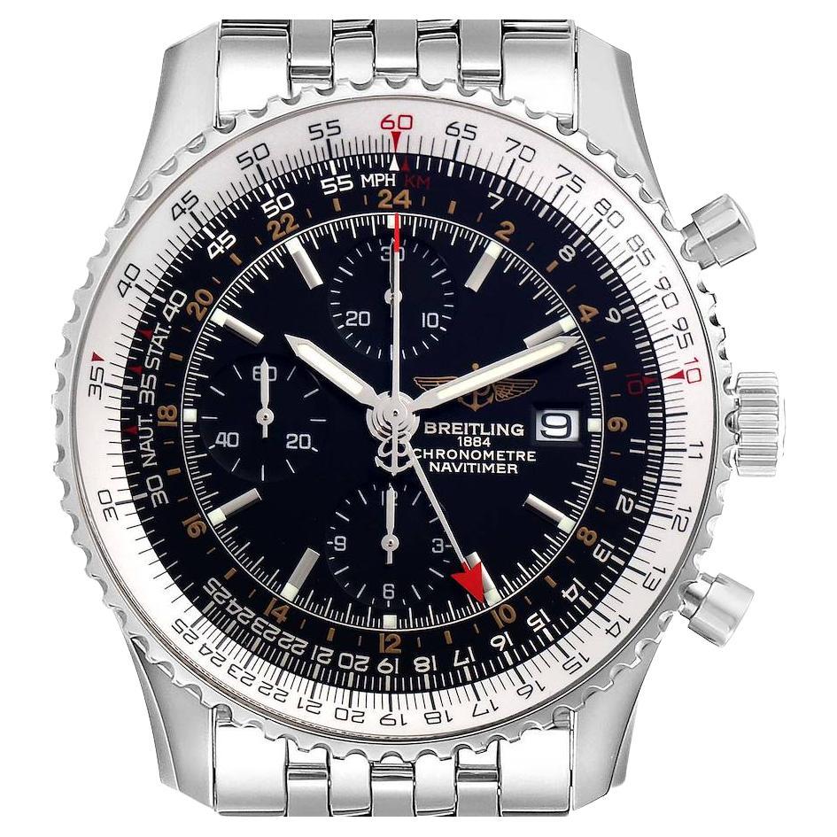 Breitling Navitimer Chronograph GMT Steel Black Dail Automatic Mens