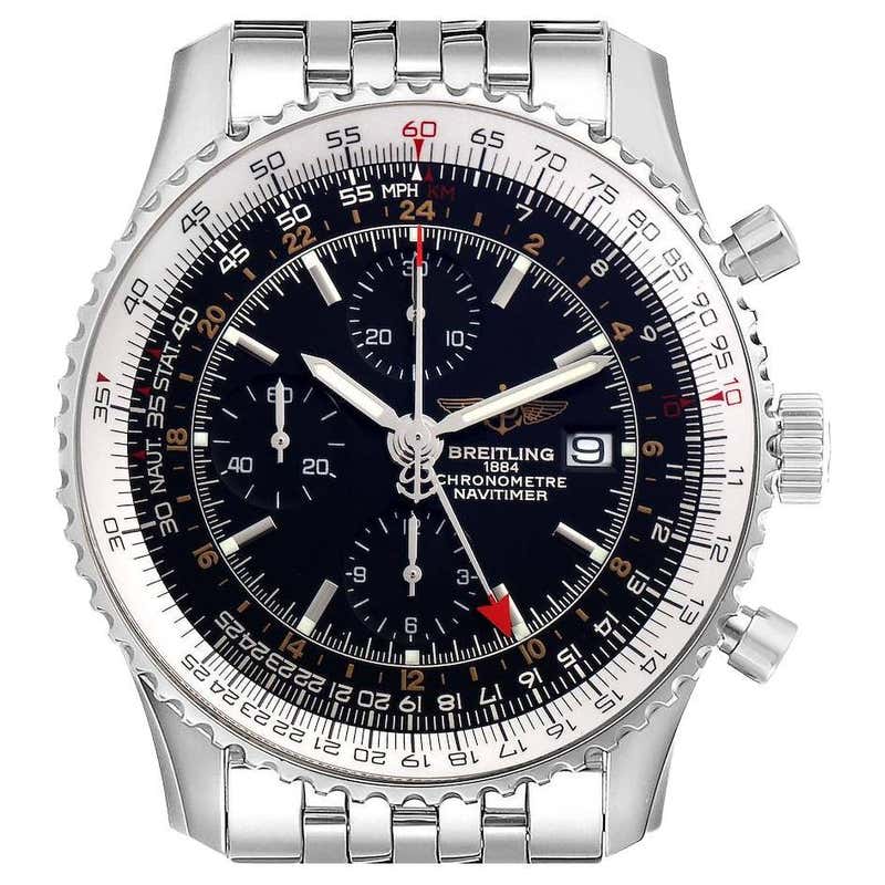 Breitling Navitimer Chronograph GMT Steel Black Dail Automatic Mens ...