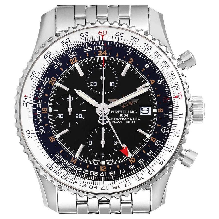 Breitling Navitimer World Black Dial Steel Mens Watch A24322 For Sale at  1stDibs