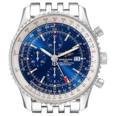 Breitling Navitimer World Blue Dial Montre en acier pour hommes A24322 Boîte Card
