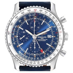 Breitling Navitimer World Blue Dial Steel Mens Watch A24322 Box Papers