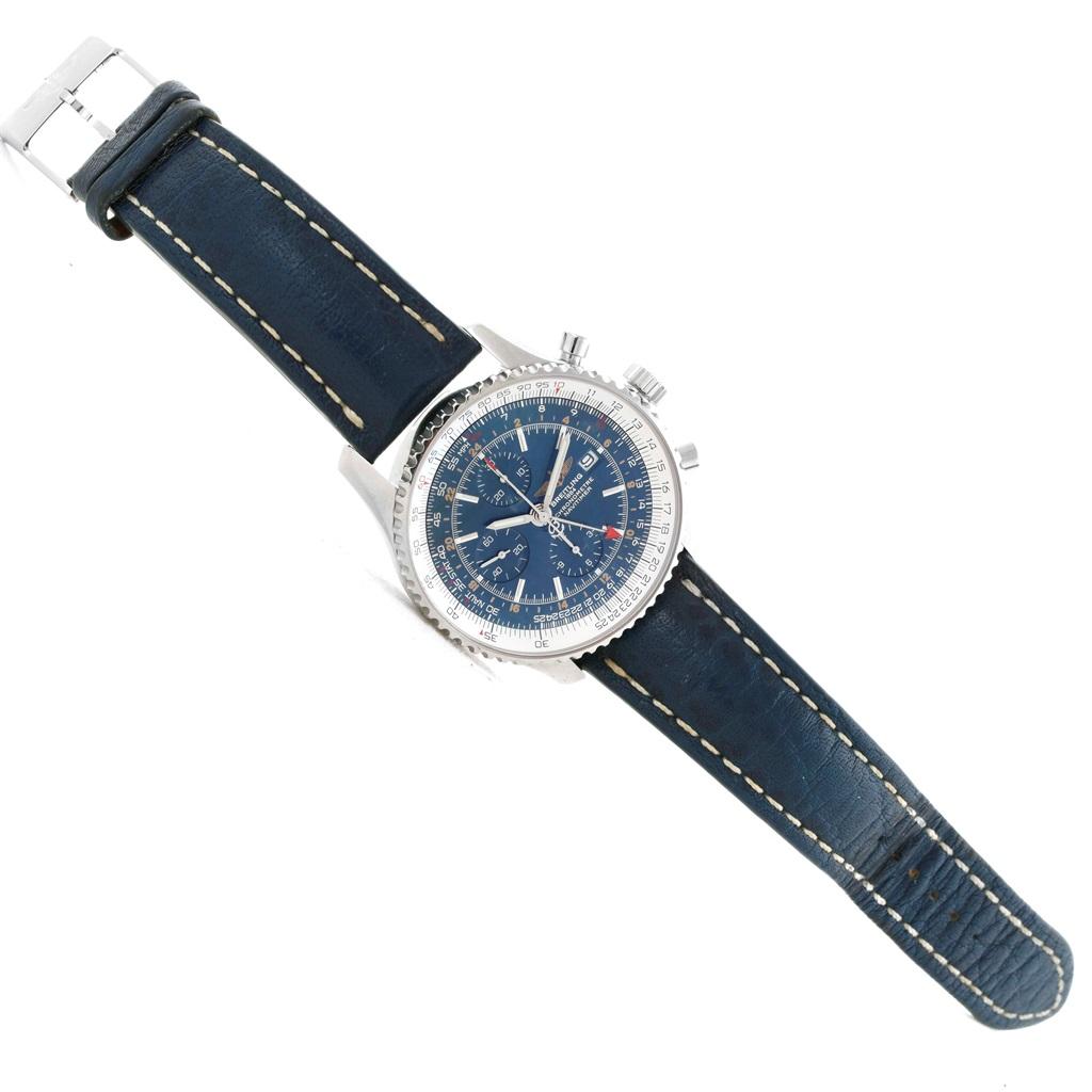 Men's Breitling Navitimer World Chrono GMT Blue Dial Steel Watch A24322
