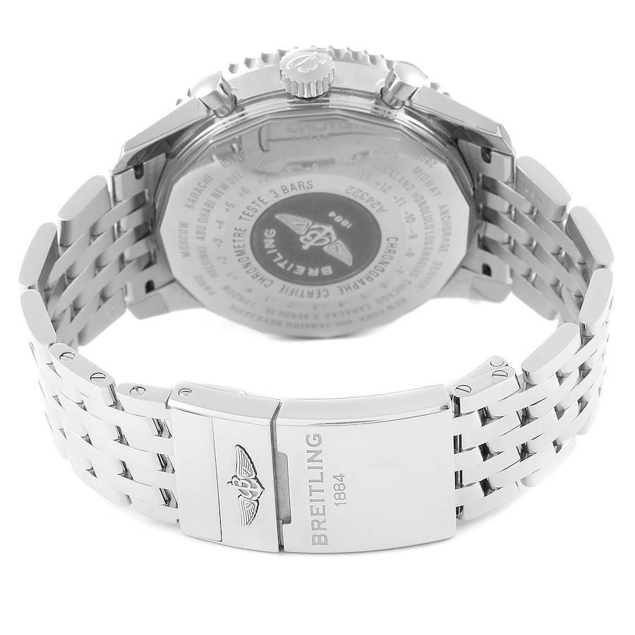 Breitling Navitimer World GMT Stahl-Herrenuhr A24322 mit blauem Zifferblatt im Angebot 5