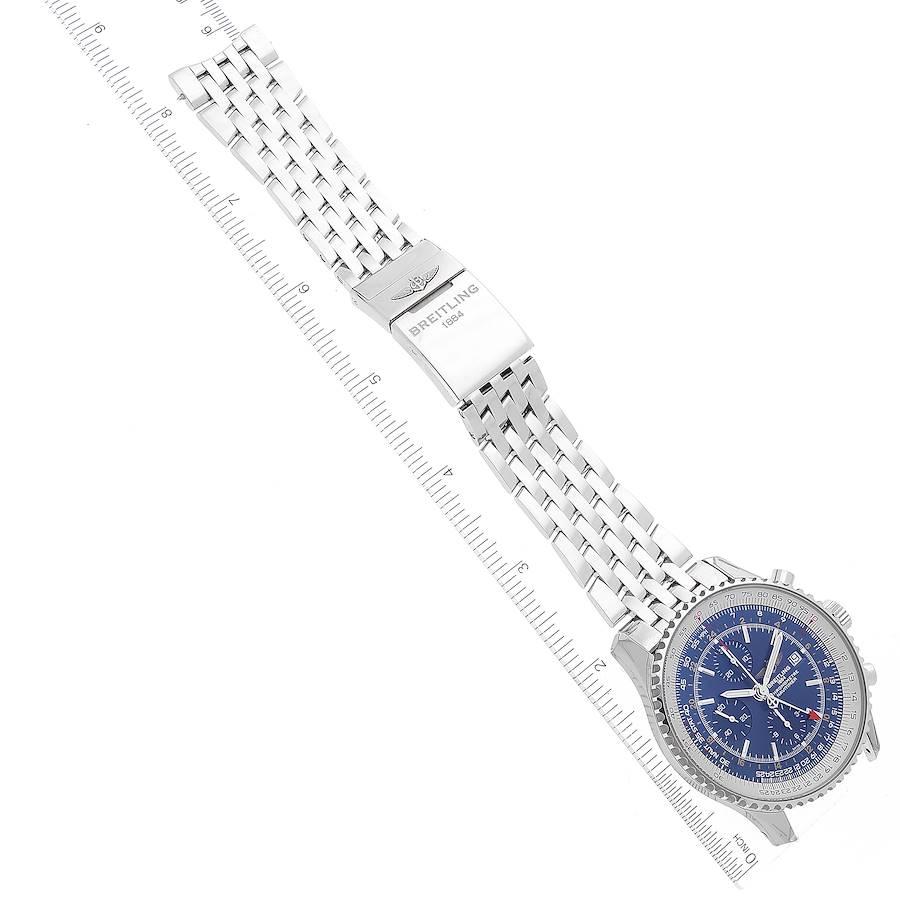 Breitling Navitimer World GMT Stahl-Herrenuhr A24322 mit blauem Zifferblatt im Angebot 6