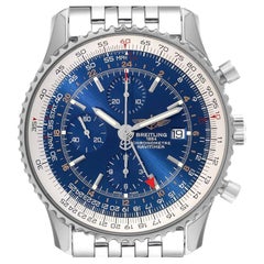 Breitling Navitimer World GMT Stahl-Herrenuhr A24322 mit blauem Zifferblatt
