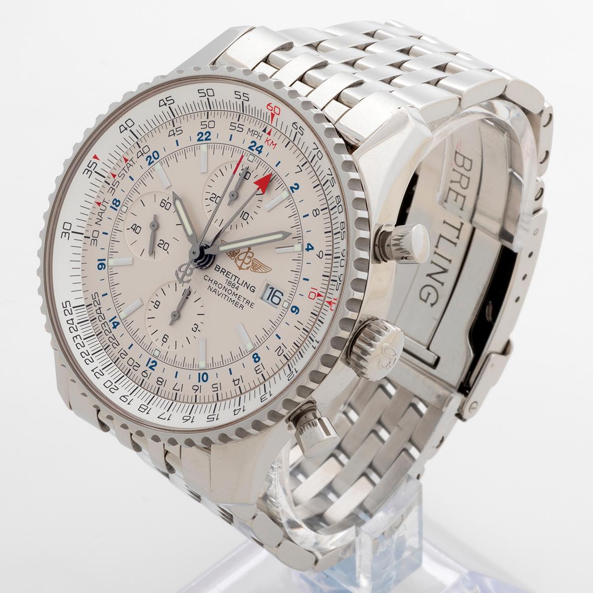 Breitling Navitimer World/ GMT Chrono Wristwatch Ref A24322, 46mm Case. C 2010 In Excellent Condition In Canterbury, GB