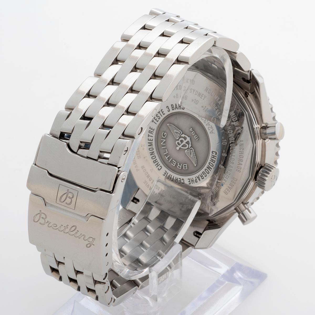 Women's or Men's Breitling Navitimer World/ GMT Chrono Wristwatch Ref A24322, 46mm Case. C 2010
