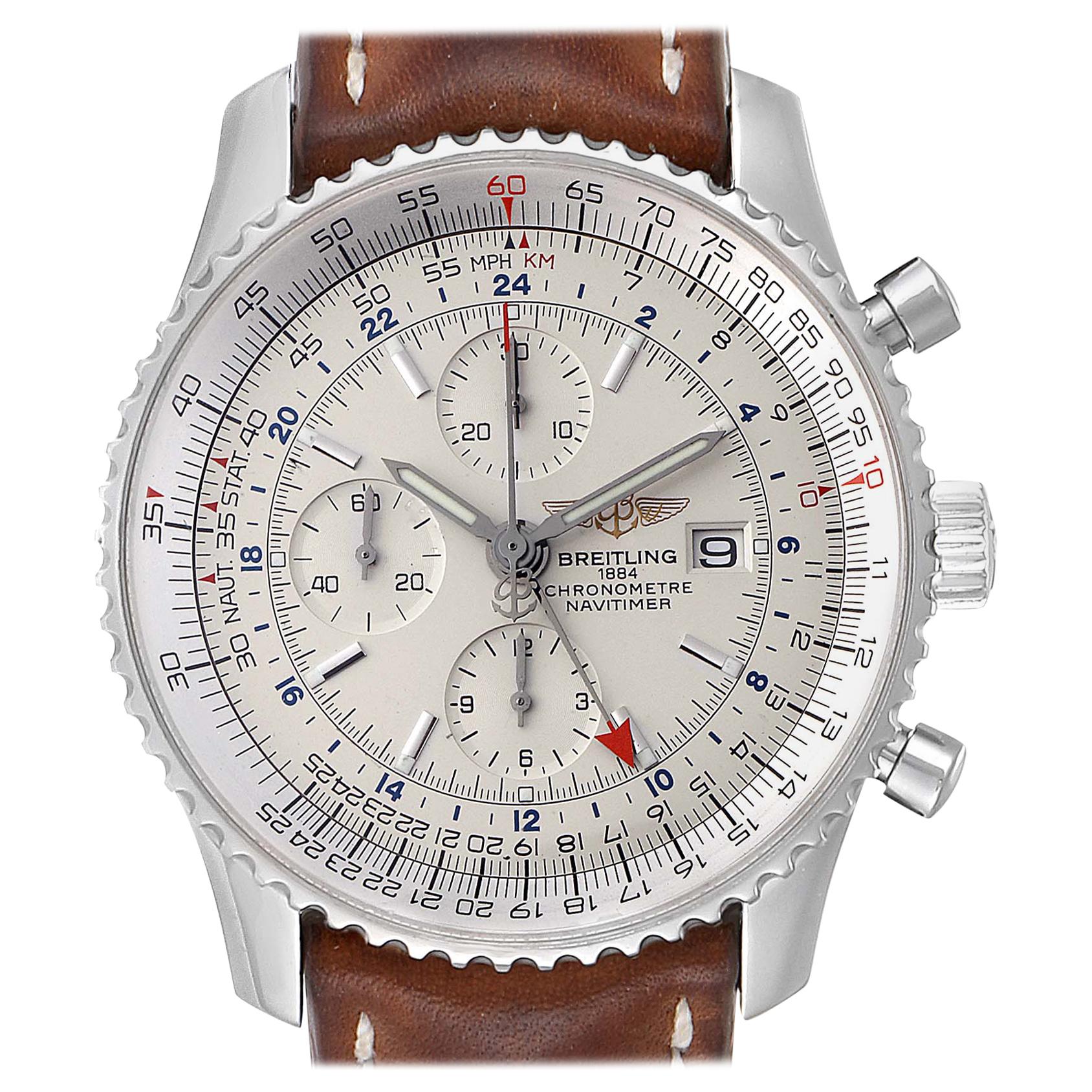 Breitling Navitimer World GMT White Dial Steel Men’s Watch A24322 For Sale